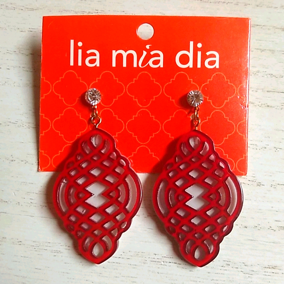 3 For $15 Red & White Bling Stud Dangles